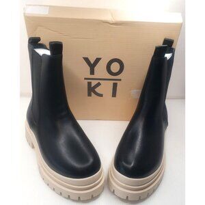 YOKI Duck Rain Boot Black Beige Style Arko-2  Women's Size 7